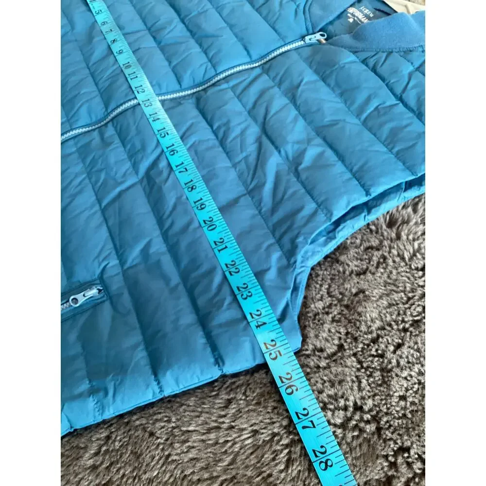 J. Crew Mens Performance Full Zip Quilted Puffer Vest Jacket Outdoors Blue SZ XL